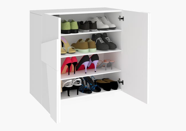 Leroymerlin Scarpiera 2 Ante L 81.2 X H 86 X P 39.2 Cm 16 Paia Bianco