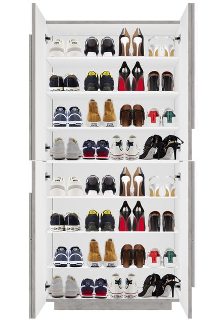 Leroymerlin Scarpiera 4 Ante L 81.2 X H 167.6 X P 39.2 Cm 32 Paia Grigio