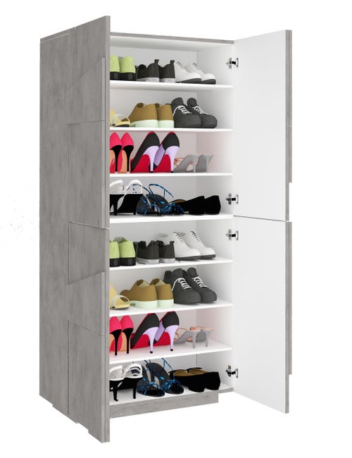 Leroymerlin Scarpiera 4 Ante L 81.2 X H 167.6 X P 39.2 Cm 32 Paia Grigio