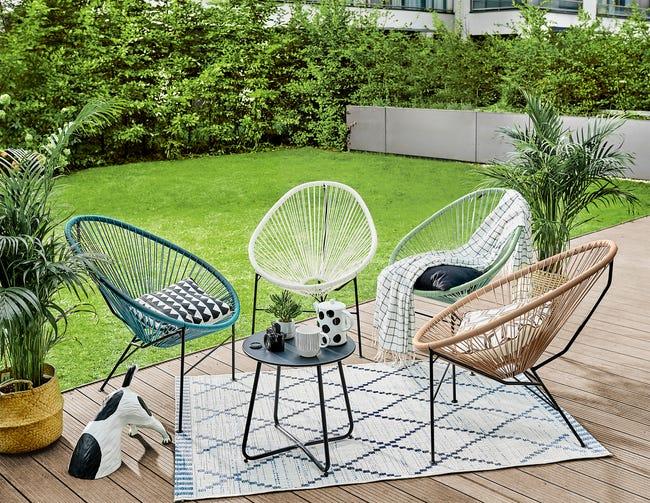 Leroymerlin Sedia Da Giardino Senza Cuscino Acapulco In Acciaio Con Seduta In Rattan Sintetico Verde