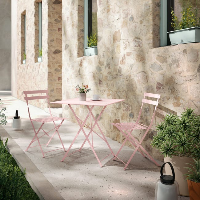 Leroymerlin Sedia Da Giardino Senza Cuscino Flora NATERIAL Pieghevole In Acciaio Con Seduta In Acciaio Rosa