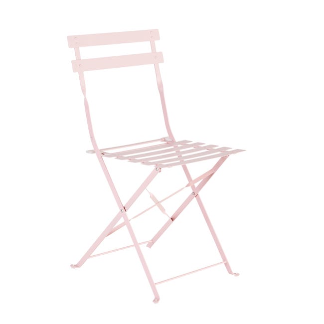 Leroymerlin Sedia da giardino senza cuscino Flora NATERIAL pieghevole in acciaio con seduta in acciaio rosa