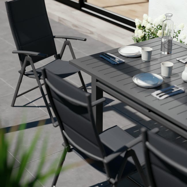 Leroymerlin Sedia Da Giardino Senza Cuscino Orion NATERIAL Pieghevole Con Braccioli In Alluminio Con Seduta In Textilene Antracite