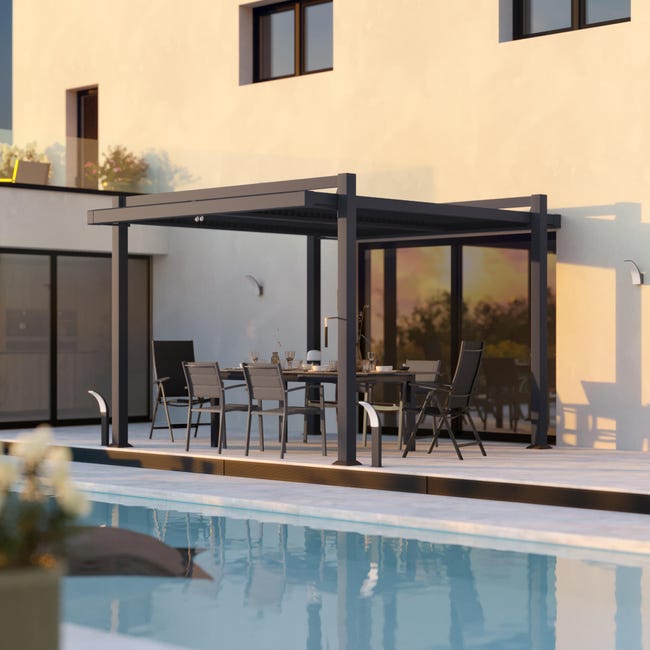 Leroymerlin Sedia Da Giardino Senza Cuscino Orion NATERIAL Pieghevole Con Braccioli In Alluminio Con Seduta In Textilene Antracite