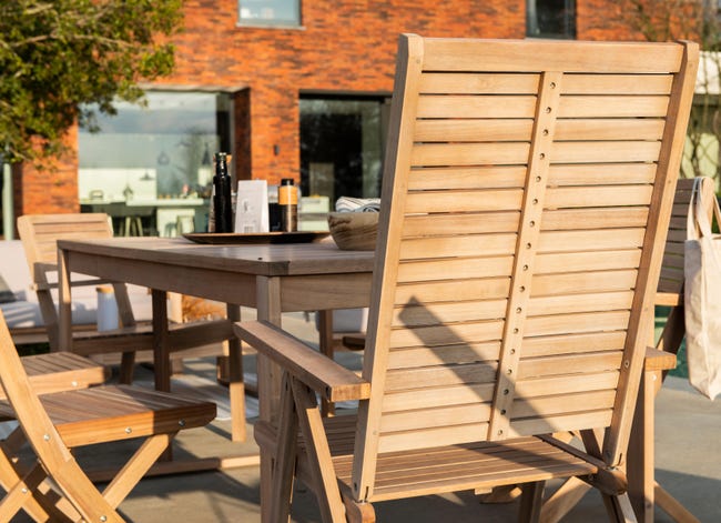 Leroymerlin Sedia Da Giardino Senza Cuscino Solaris NATERIAL Pieghevole Con Braccioli In Acacia Con Seduta In Acacia Marrone