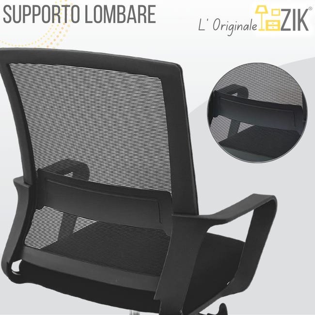 Leroymerlin Sedia Ufficio Ergonomica Supporto Lombare Regolabile E Traspirante - Nero
