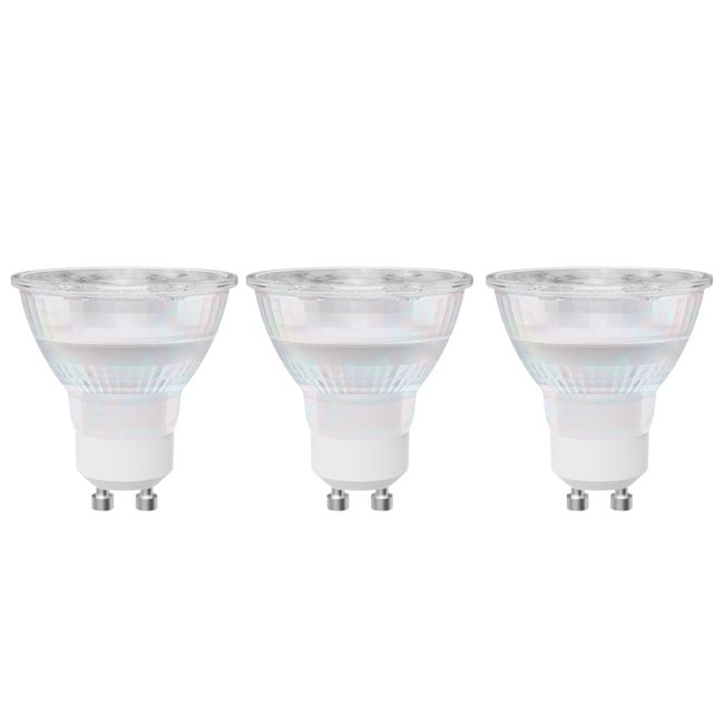 Leroymerlin Set Da 3 Lampadine LED GU10 Faretto Trasparente Luce Calda 3.9W= 450LM (equiv 50 W) 100° LEXMAN