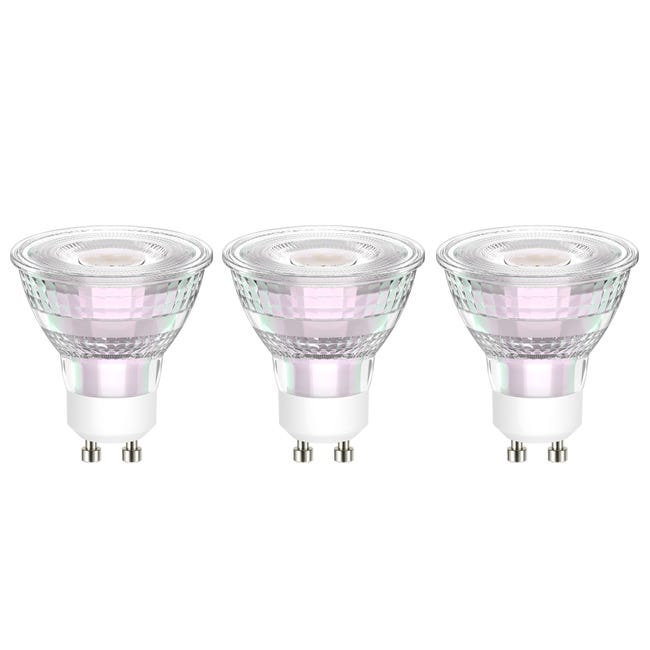 Leroymerlin Set Da 3 Lampadine LED GU10 Faretto Trasparente Luce Calda 3.9W= 450LM (equiv 50 W) 100° LEXMAN