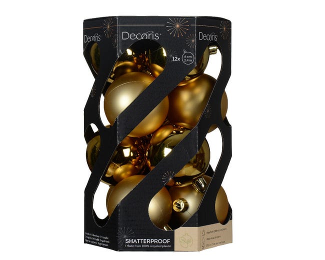 Leroymerlin Sfera natalizia in polistirene oro Ø 6 cm confezione da 12 pezzi