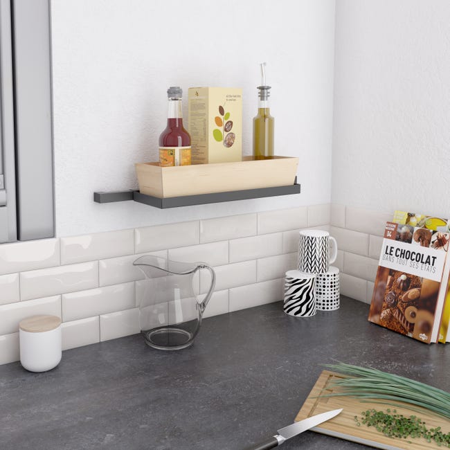 Leroymerlin Staffa Per Barra A Muro Per Accessori Cucina Gancio Nero P 12.04 Cm