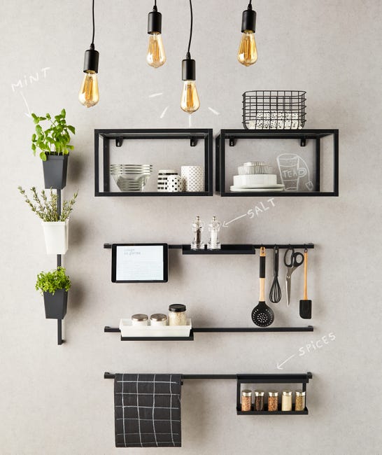 Leroymerlin Staffa Per Barra A Muro Per Accessori Cucina Gancio Nero P 12.04 Cm