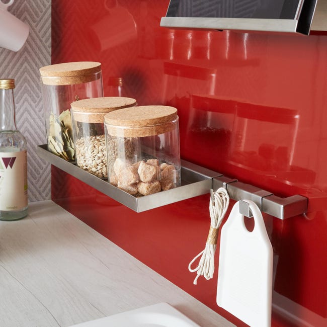 Leroymerlin Staffa per barra a muro per accessori cucina magnetico argento P 16 cm