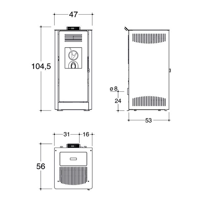 Leroymerlin Stufa A Pellet Ventilata Mirano Wi-fi 8 KW Rosso Mattone