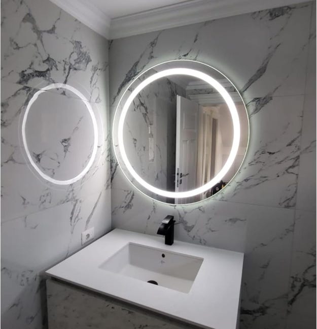 Leroymerlin STYLE GLASS Specchio Bagno Tondo VENERE Diamentro 60 Cm Made In Italy Specchio Parete Retroilluminato A Led