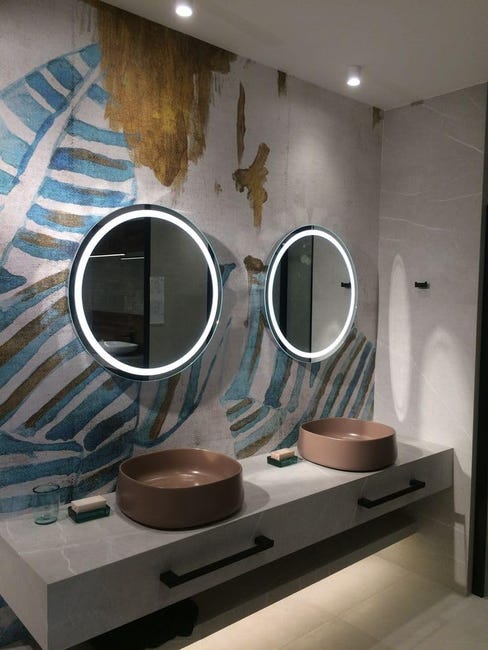 Leroymerlin STYLE GLASS Specchio Bagno Tondo VENERE Diamentro 60 Cm Made In Italy Specchio Parete Retroilluminato A Led
