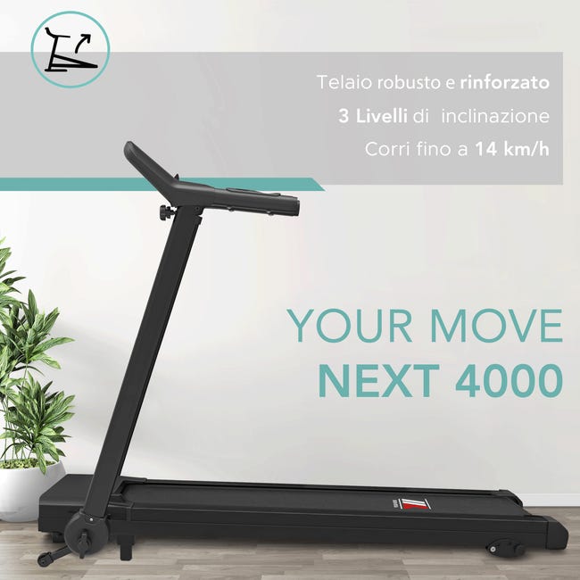 Leroymerlin Tapis Roulant Elettrico Pieghevole NEXT 4000 Con Inclinazione 14 Km/h Salvaspazio