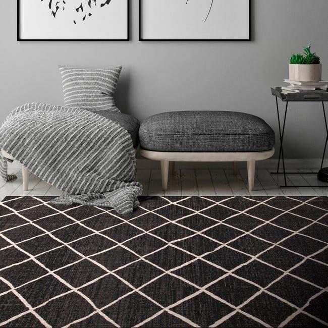 Leroymerlin Tappeto Veranda C Geometrico Nero Argento L 190 X L 133 Cm