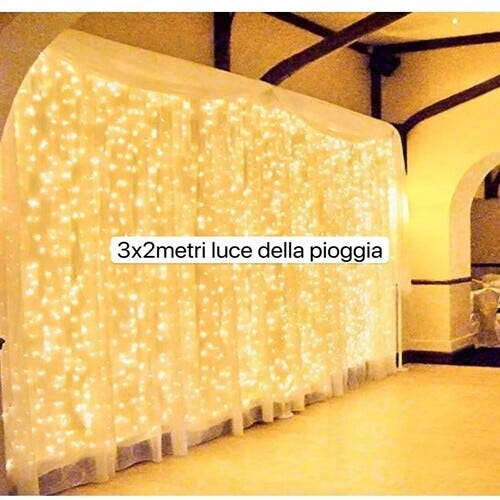 Leroymerlin Tenda NATALE LUMINOSA 3 metri x 2 METRO PROLUNGABILE EFFETTO PIOGGIA BIANCO