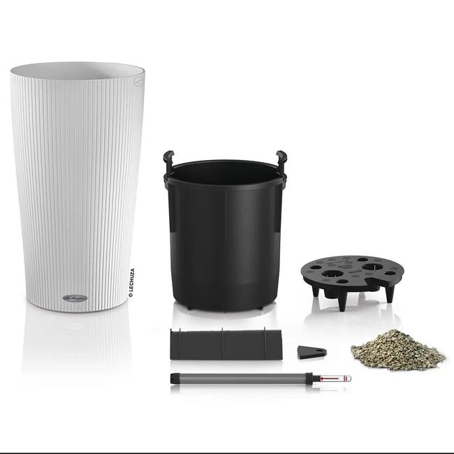 Leroymerlin Vaso Per Piante E Fiori Cilindro Color 32 - Bianco LECHUZA In Polipropilene Bianco H 56 Cm Ø 32 Cm