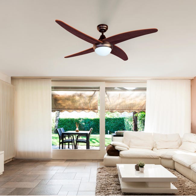 Leroymerlin Ventilatore da soffitto Mar Regal noce scuro Ø 122 cm CCT dimmerabile SULION IP20