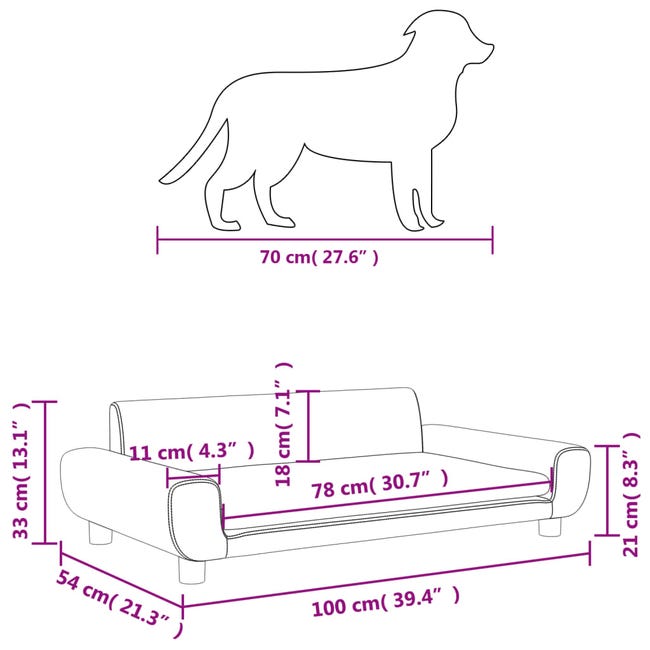 Leroymerlin VidaXL Lettino Per Cani Grigio Scuro 100x54x33 Cm In Velluto