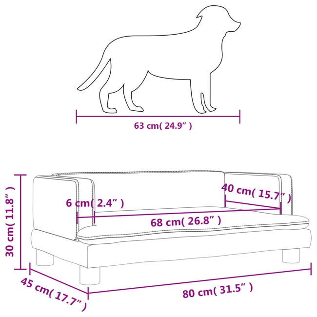 Leroymerlin VidaXL Lettino Per Cani Grigio Scuro 80x45x30 Cm In Velluto