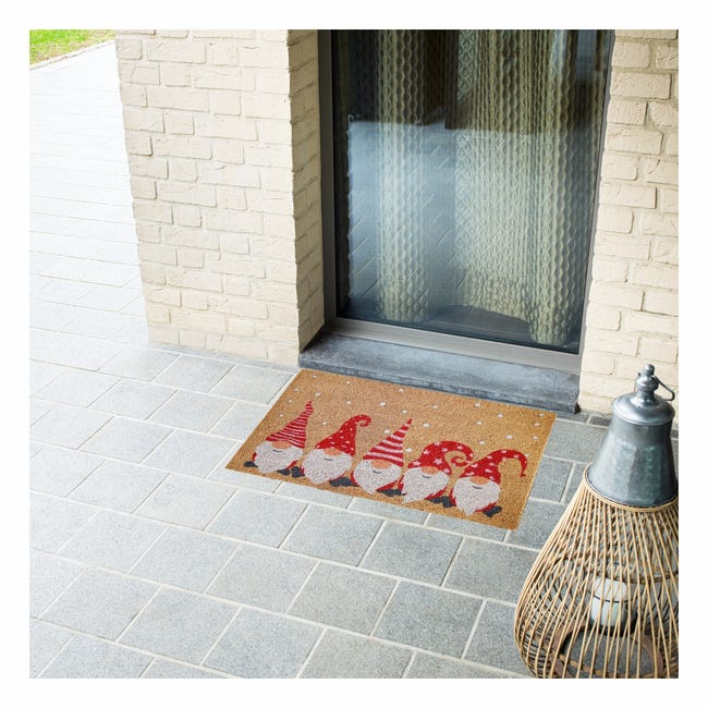 Leroymerlin Zerbino Natale Glitter 5 Gnomi In Cocco Beige E Rosso Rettangolare L 70 X L 40 Cm