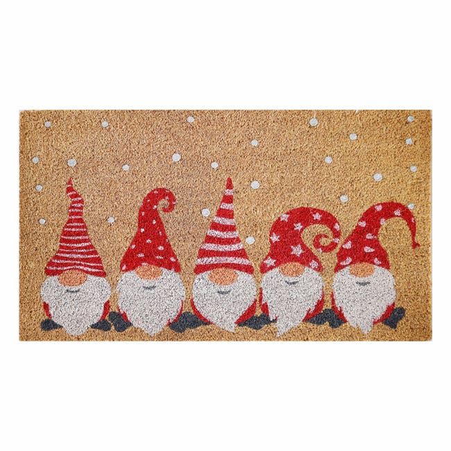 Leroymerlin Zerbino Natale glitter 5 Gnomi in cocco beige e rosso rettangolare L 70 x L 40 cm