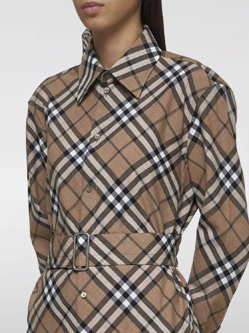 Giglio Abito Chemisier Burberry In Misto Lana Check