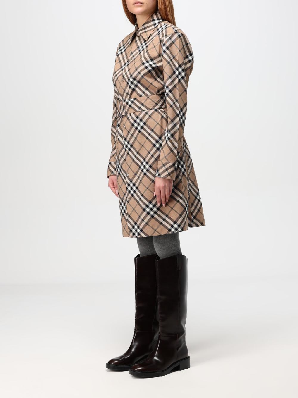 Giglio Abito Chemisier Burberry In Misto Lana Check