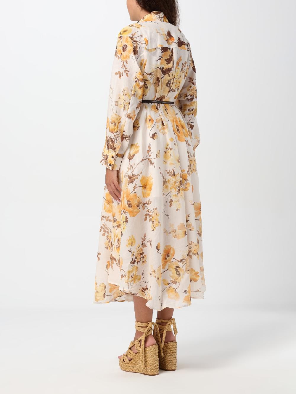 Giglio Abito Chemisier Zimmermann In Ramie Con Stampa Floreale