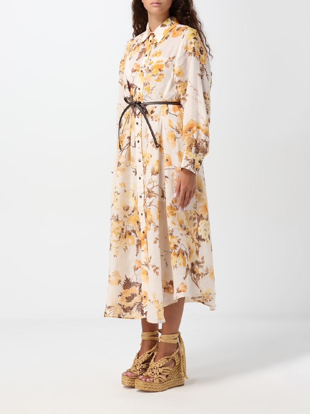 Giglio Abito Chemisier Zimmermann In Ramie Con Stampa Floreale