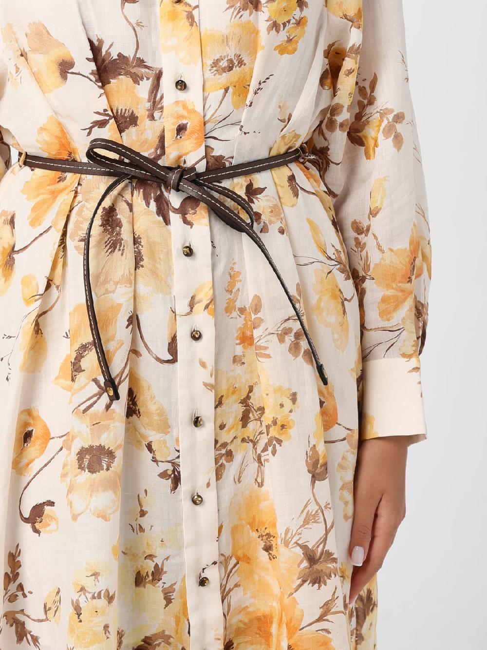 Giglio Abito Chemisier Zimmermann In Ramie Con Stampa Floreale