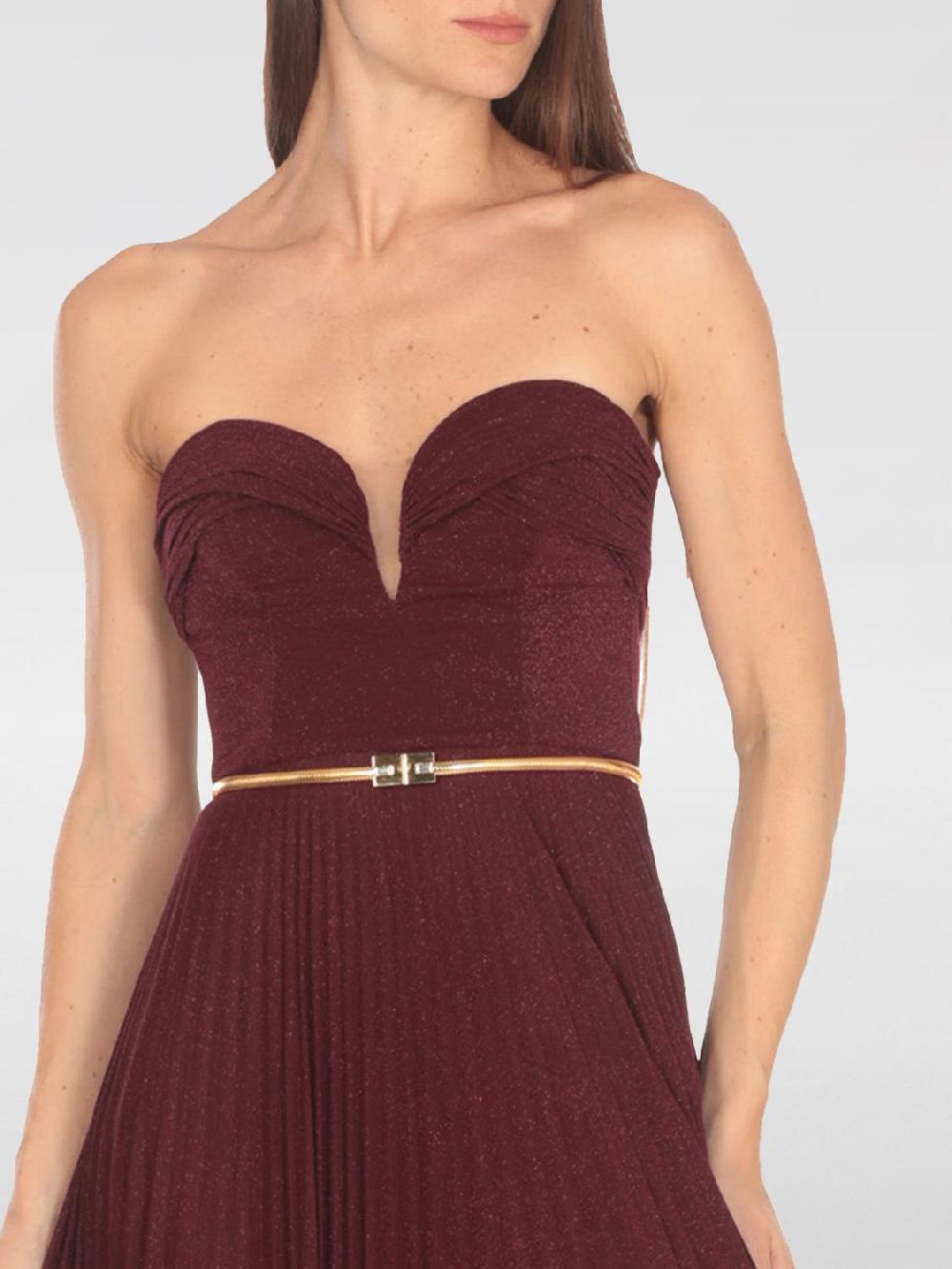 Giglio Abito Elisabetta Franchi In Lurex Plissettato