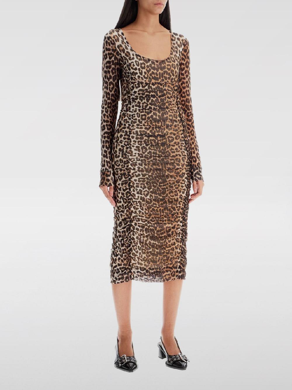 Giglio Abito Ganni in tessuto elasticizzato animalier