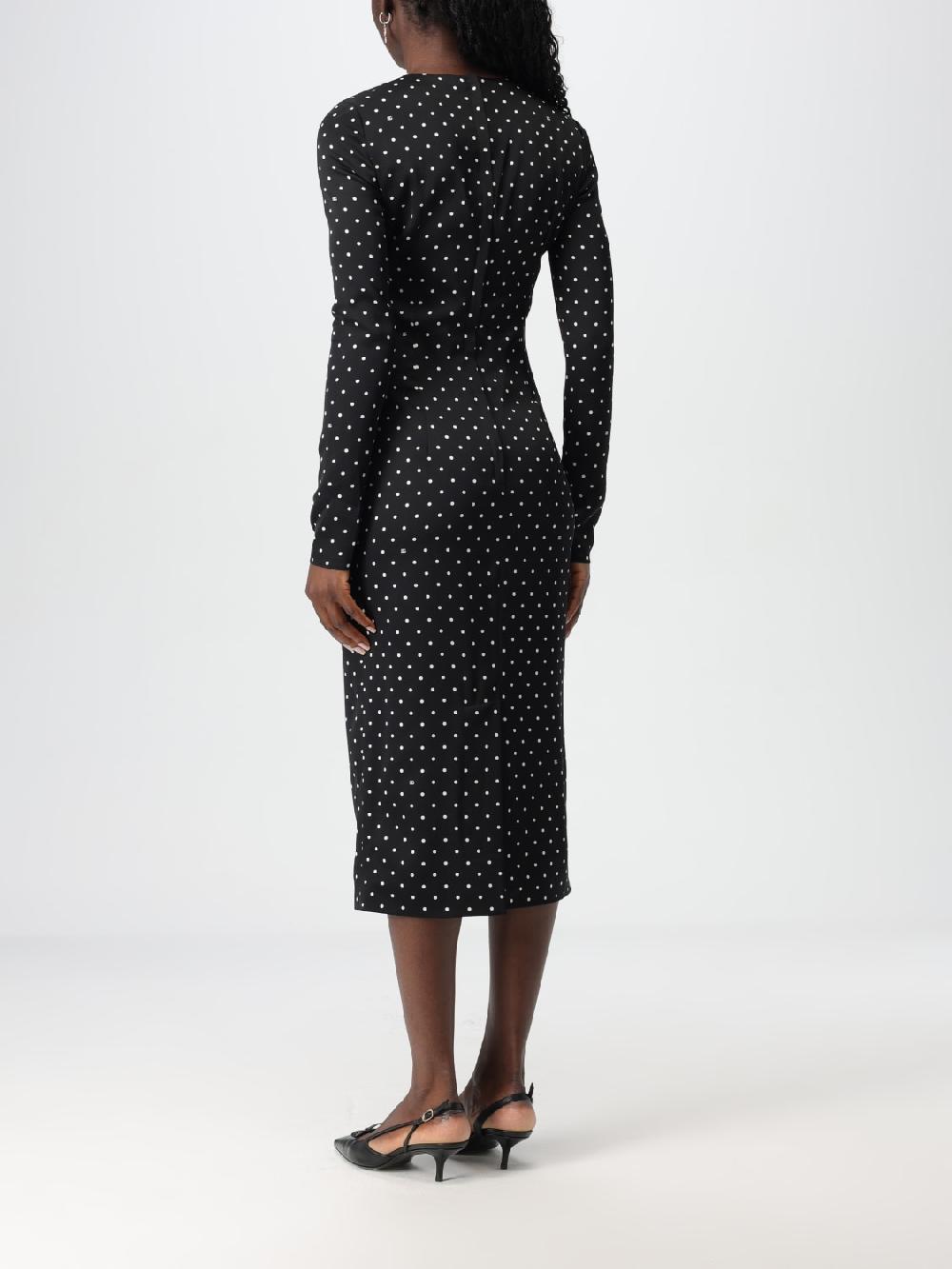 Giglio Abito Longuette A Tubino In Seta Stretch A Pois Dolce & Gabbana