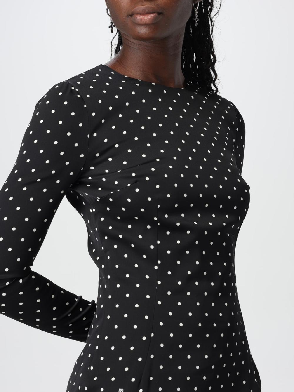 Giglio Abito Longuette A Tubino In Seta Stretch A Pois Dolce & Gabbana