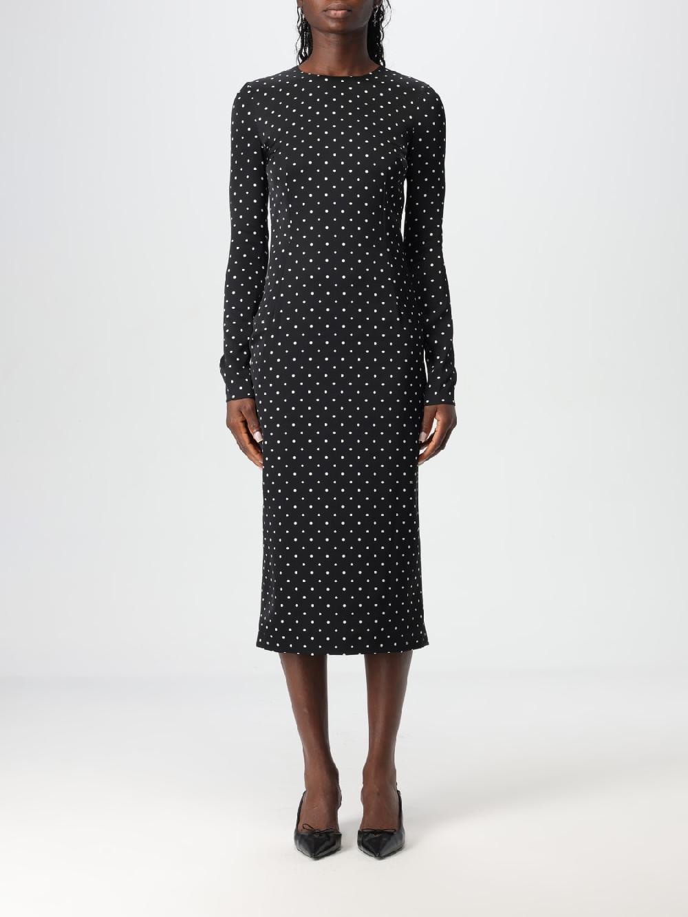 Giglio Abito longuette a tubino in seta stretch a pois Dolce & Gabbana