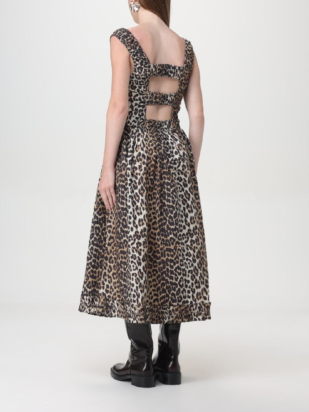 Giglio Abito Lungo Animalier Ganni In Cotone Organico