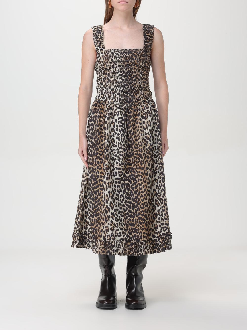 Giglio Abito lungo animalier Ganni in cotone organico