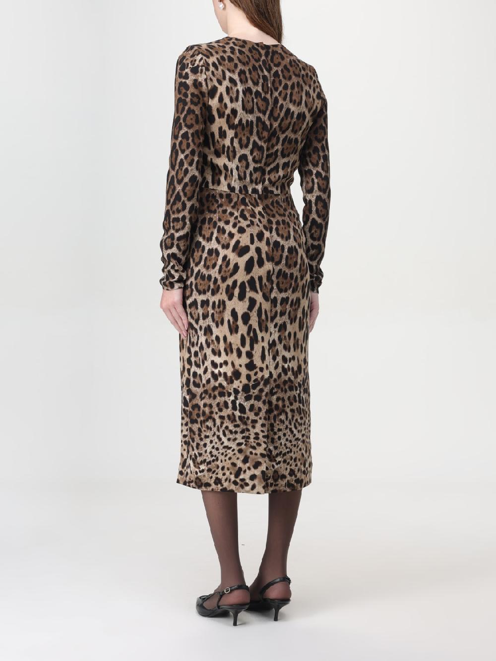 Giglio Abito Midi Animalier Dolce & Gabbana In Viscosa