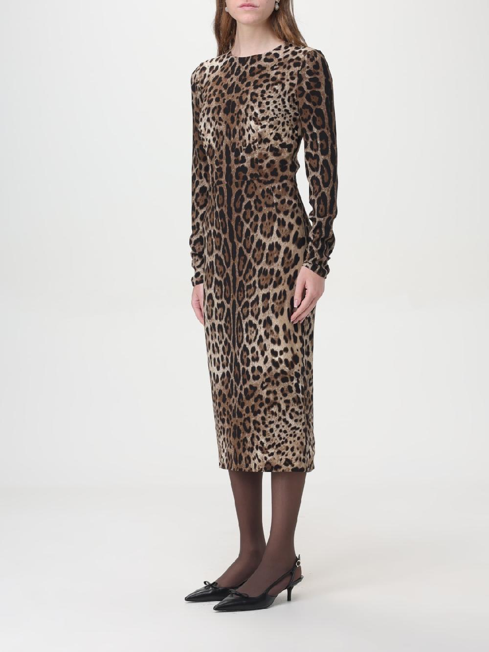 Giglio Abito Midi Animalier Dolce & Gabbana In Viscosa