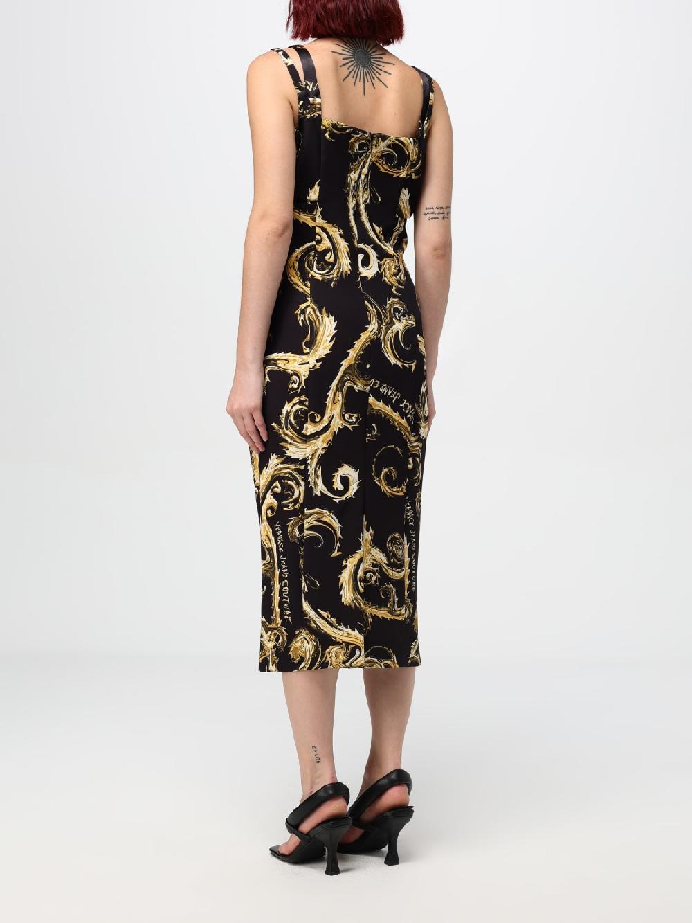 Giglio Abito Midi Versace Jeans Couture In Jersey Stampato