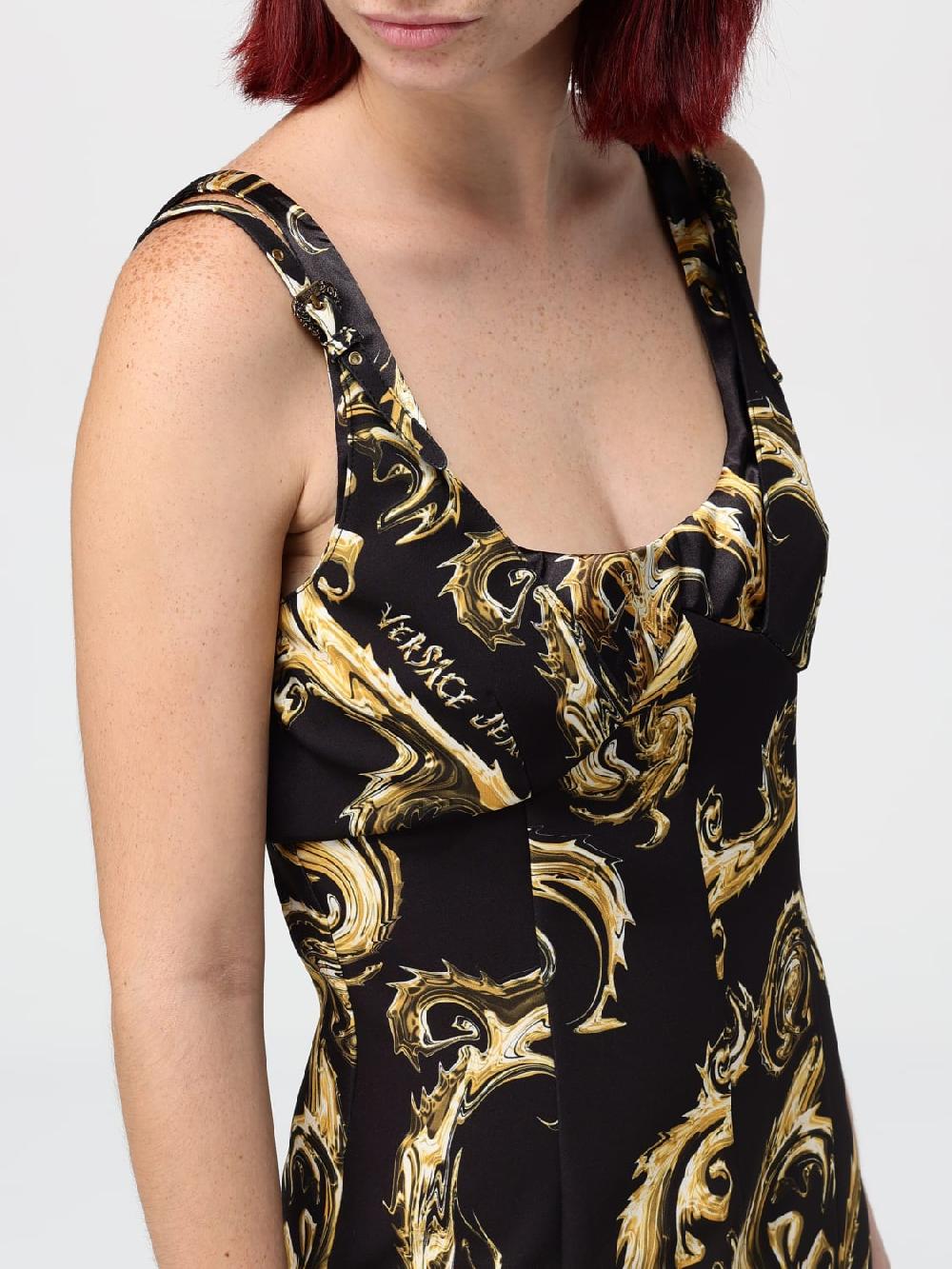 Giglio Abito Midi Versace Jeans Couture In Jersey Stampato