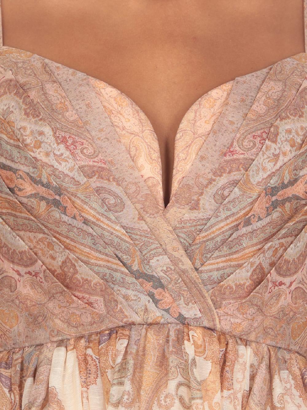 Giglio Abito Midi Zimmermann In Seta E Lino Stampato