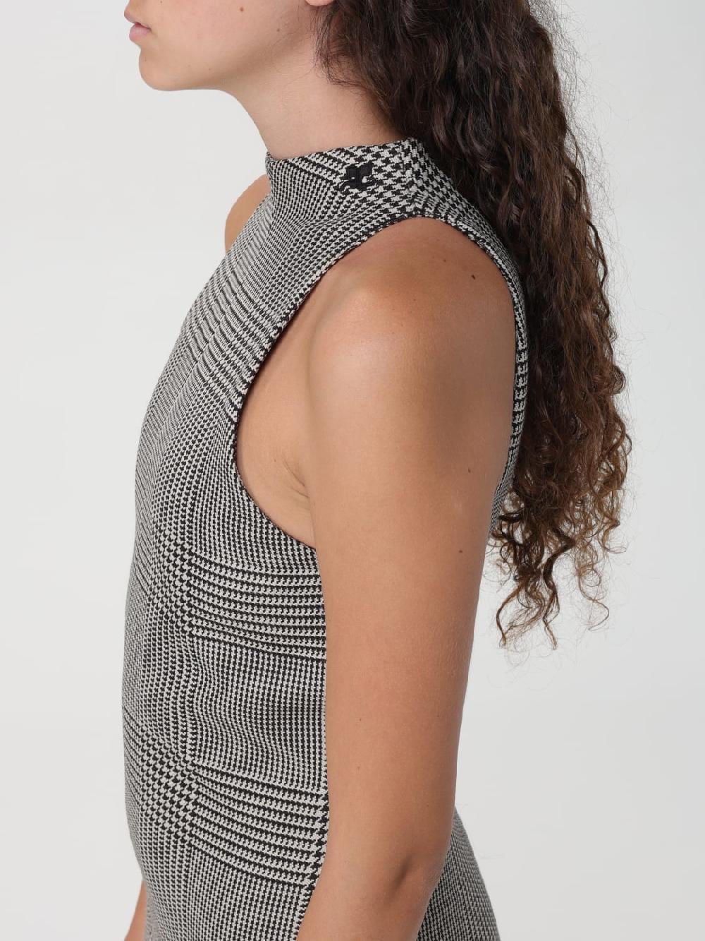 Giglio Abito Mini Courréges In Misto Lana Pied-de-poule