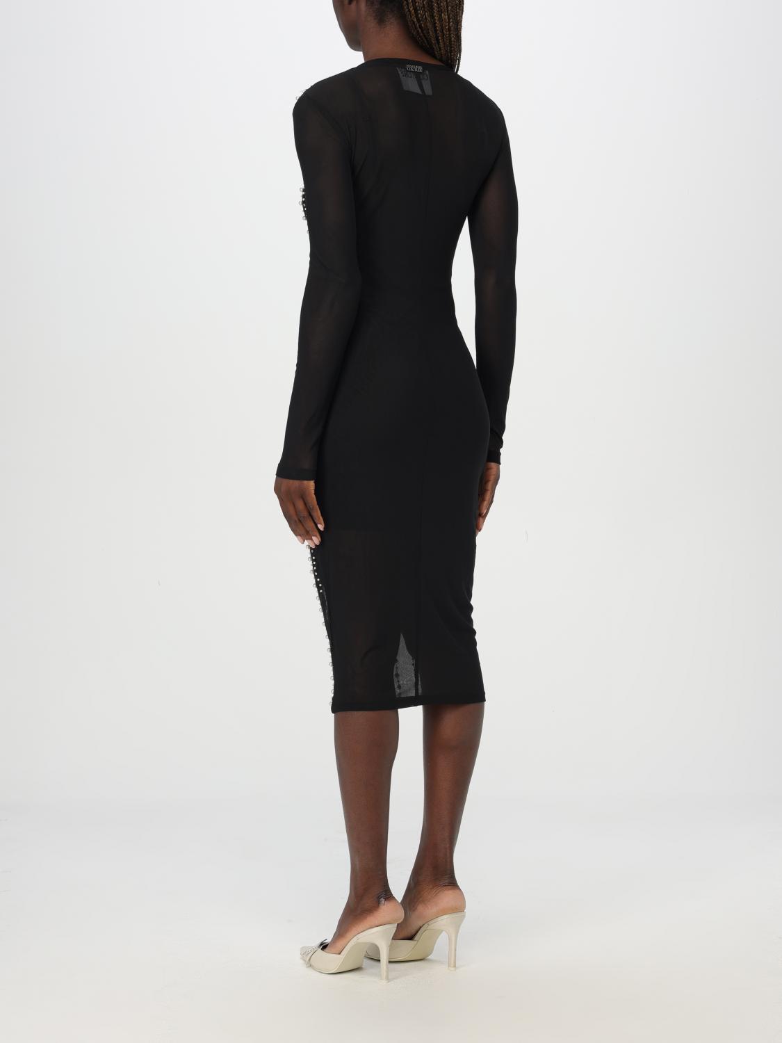 Giglio Abito Versace Jeans Couture In Tulle Con Perline Ricamate