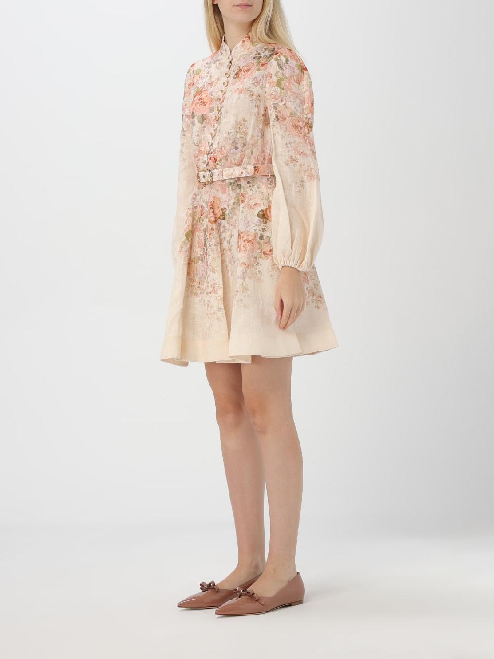 Giglio Abito Zimmermann In Lino Con Stampa Floreale