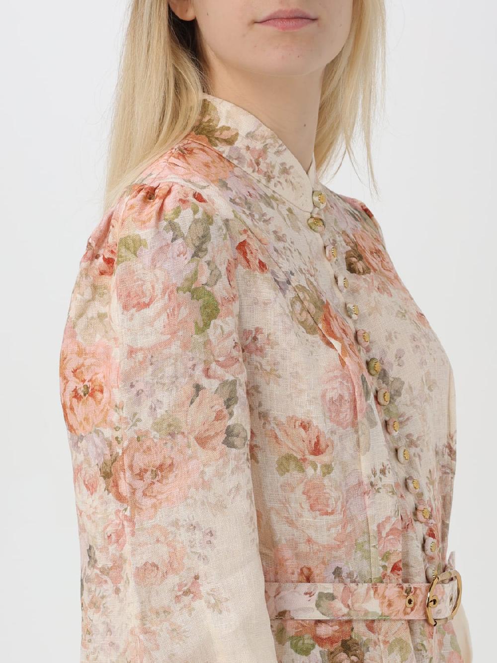 Giglio Abito Zimmermann In Lino Con Stampa Floreale