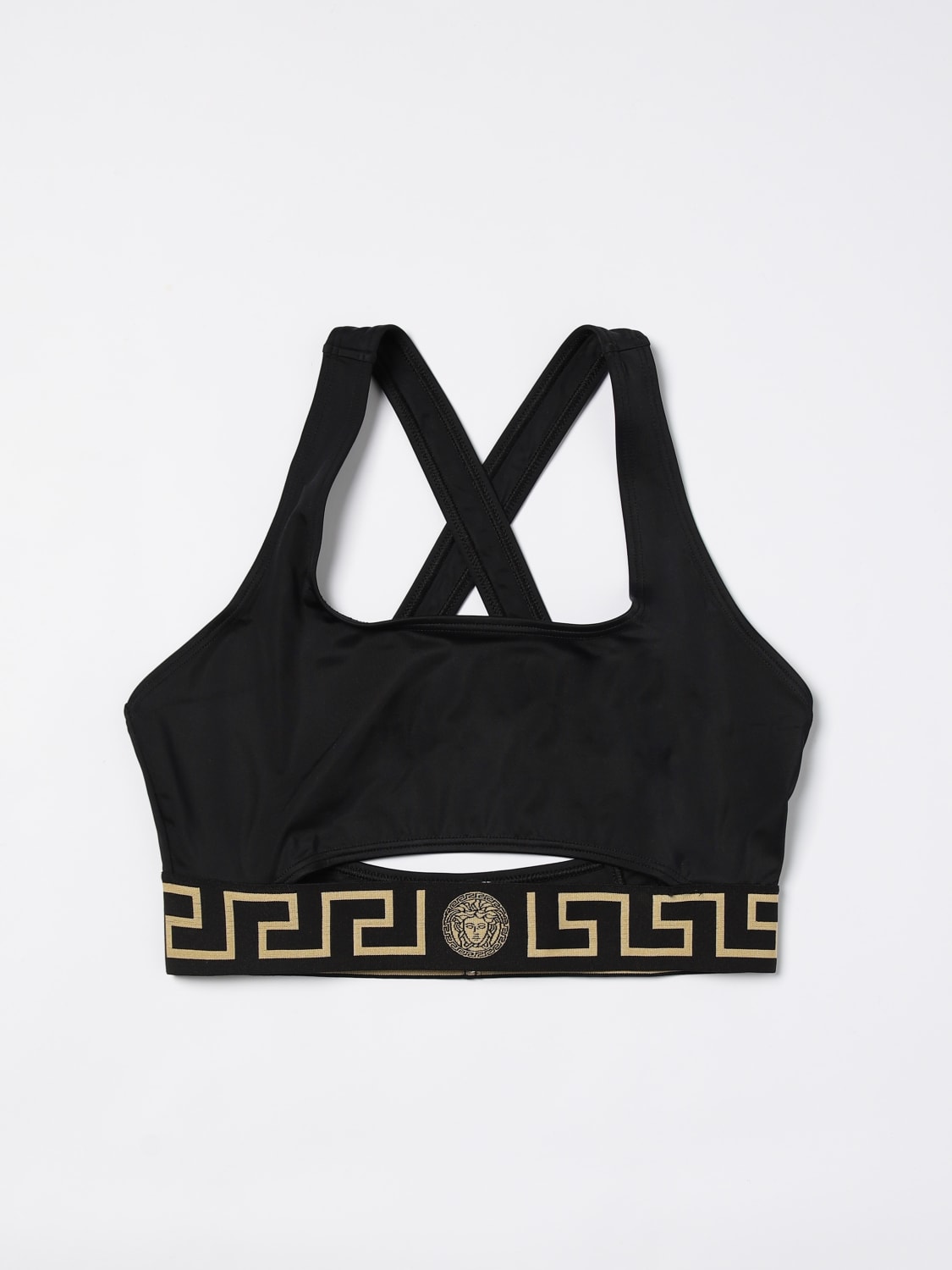 Giglio Bikini Top Versace In Lycra Con Motivo Greca